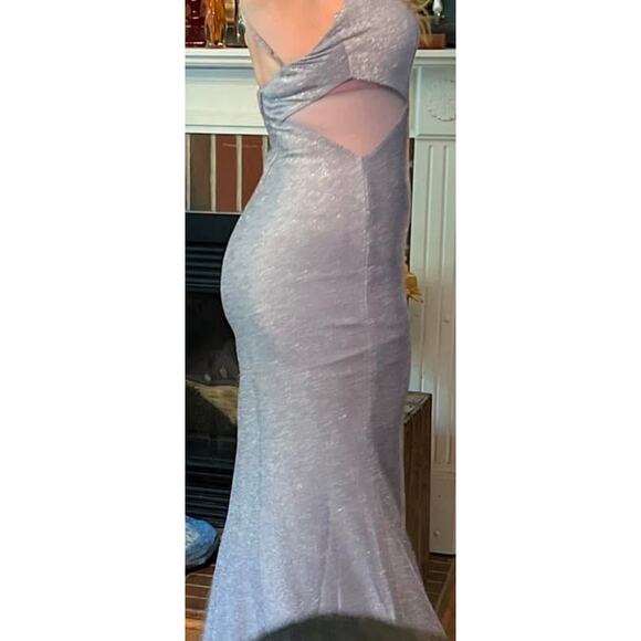 Light Blue Sparkle Prom Dress Formal Sz 10 V-neck Side Slit Maxi 90s Y2K Style - Picture 5 of 14